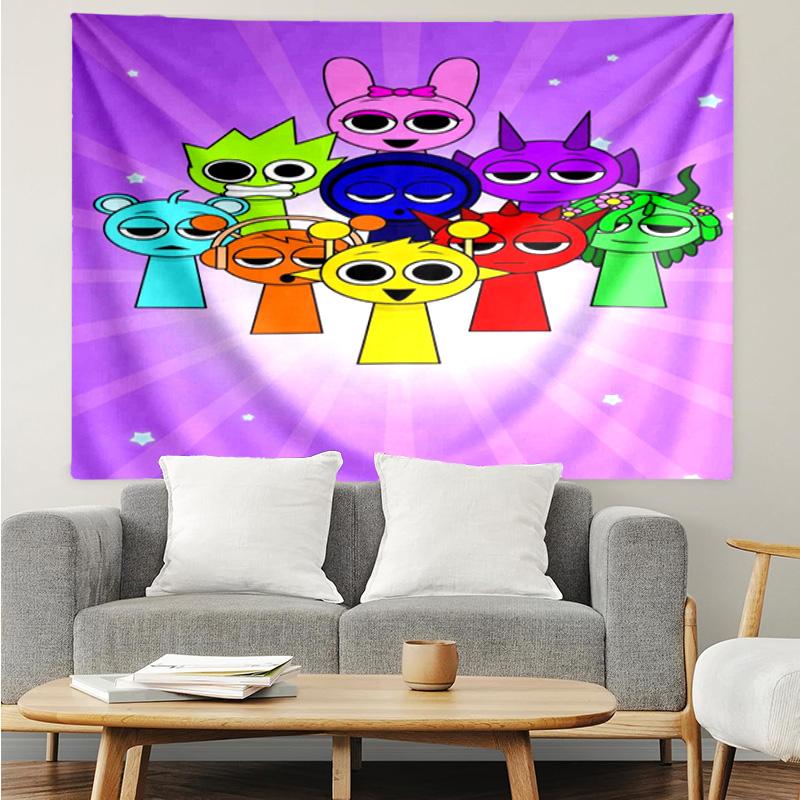 1PC Colorful Sprun-ki Robot Party K-pop music group Tapestry Accessories for Bedroom,Livingroom, dormitory Room Wall Decor Fan Birthday Gifts
