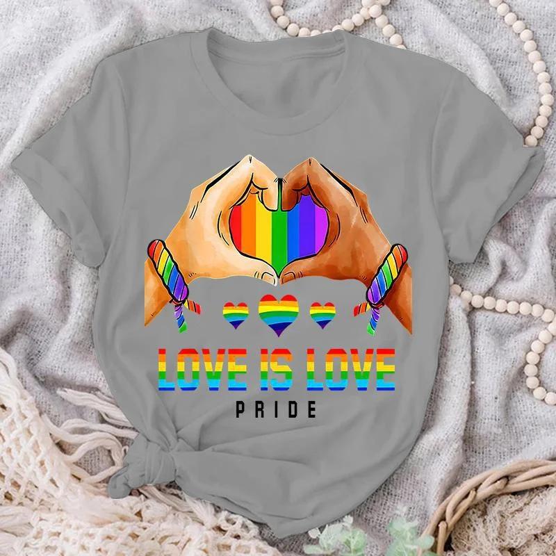 Женская мода Love Is Love Pride Print Футболка Летняя повседневная рубашка с коротким рукавом Топы больших размеров