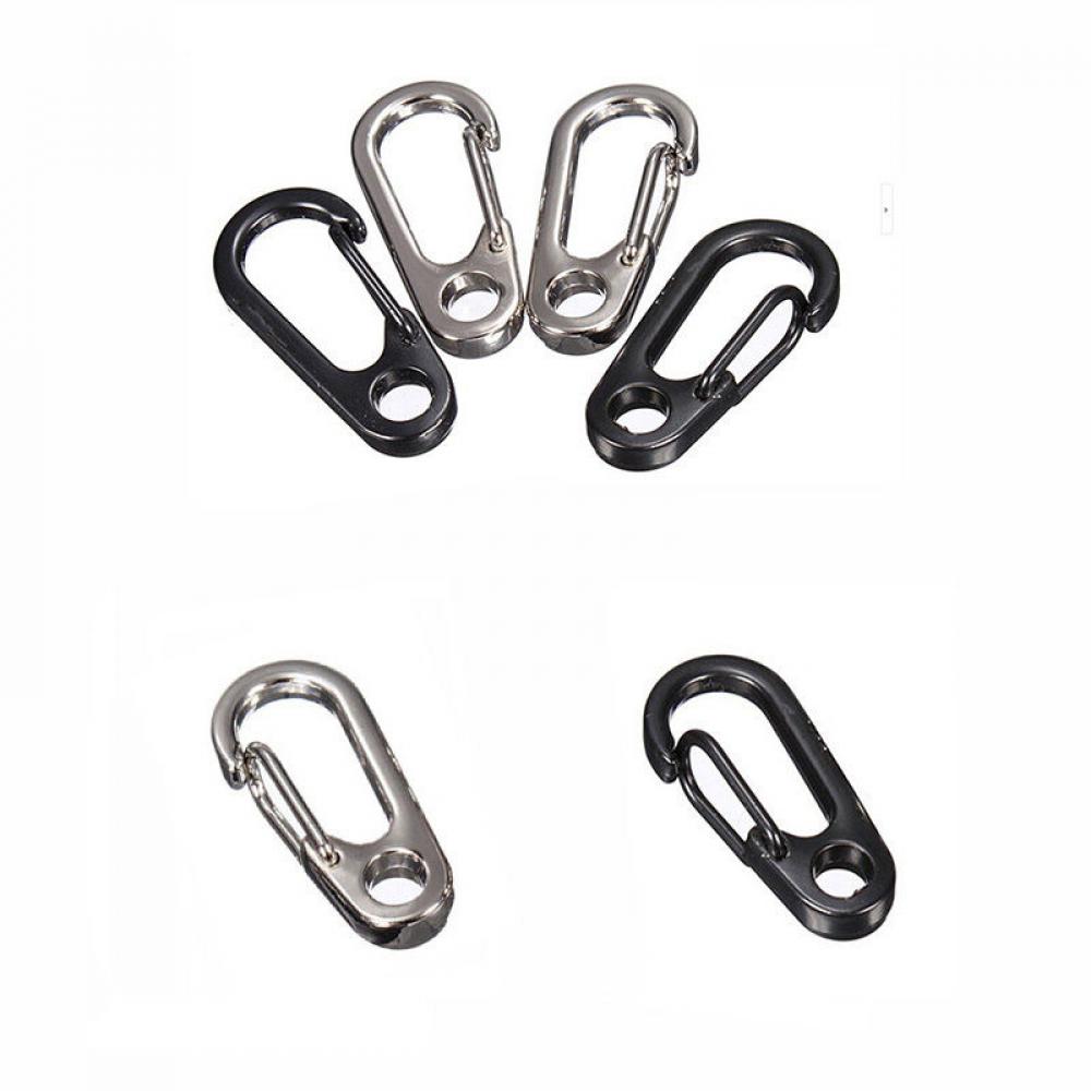 Pair EDC Keychain Clip Split Ring Keyring Spring Buckle Stainless Steel Carabiner
