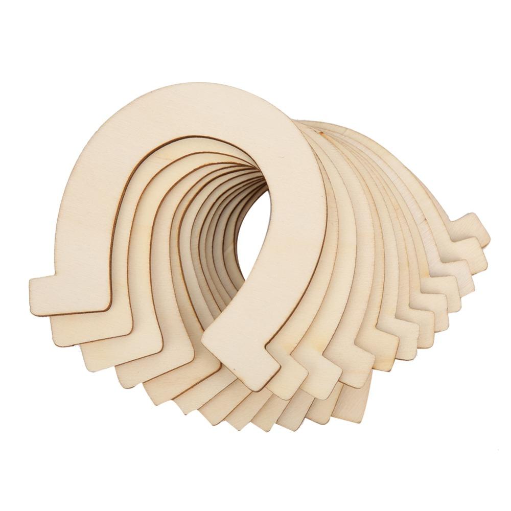 36pcs Horseshoe Shape Wooden Craft Cutouts 83x91mm Horseshoe Wood Slices DIY Crafts Project