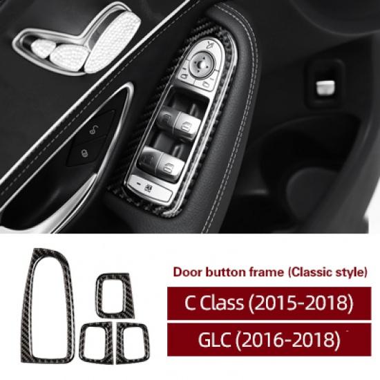 Углеродное волокно для Mercedes Benz W205 C Class GLC X253 Окно автомобиля Панель управления Отделка Кнопка Рамка Наклейки Интерьер