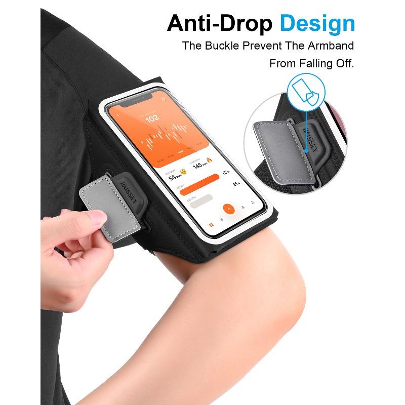 Haissky Running Sport Armband For iPhone 17 16 15 14 13 Pro Max Air Plus Outdoor Workout Zipper Pocket Touchscreen Arm Bag Pouch 6