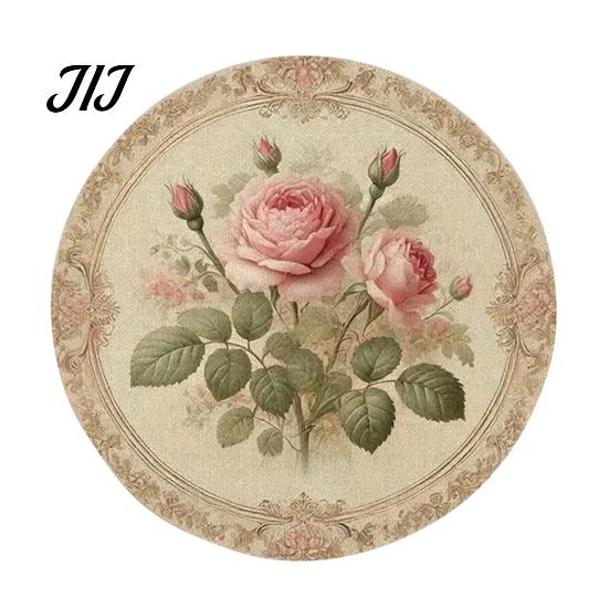 Oil Proof Dining Table Protectors 4Pcs Nordic Wooden Coasters, Vintage Floral Heat Resistant Drink Mats, Non Wavy Edge Decor for Home Slip Protector
