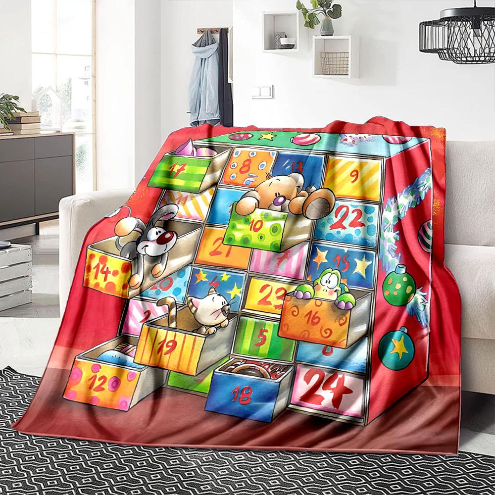 Christmas Countdown Advent Calendar Blanket Soft Throw Blanket For Home Bedroom Bed Sofa Travel Office Solid Christmas Blanket