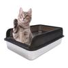 Stainless Steel Litter Box Anti Splashing Odorless Easy To Clean High Sides Semi Enclosed Cat