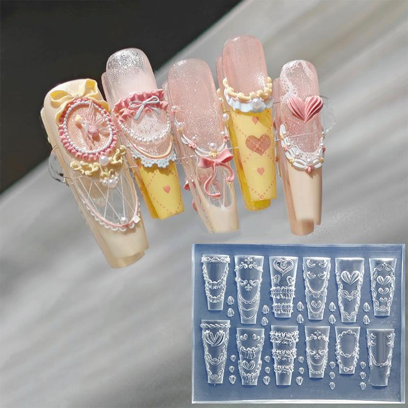 Bow Ribbon Silicone Nail Mold Flower Nail Decorations Nails Diy Design Stereoscopic Stamping Manicure Tools