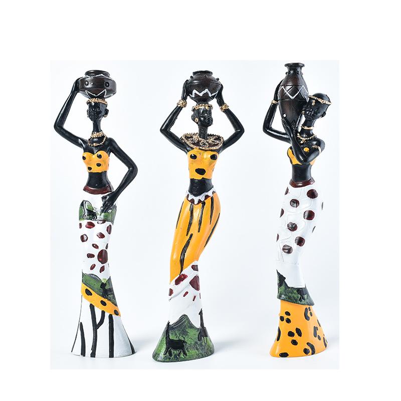 Exotic African Character Resin Doll Ornaments - Set of Three