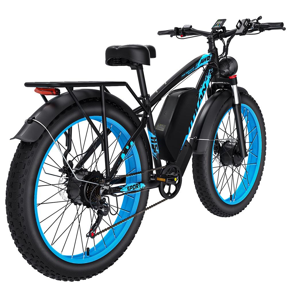Electric Bicycle Adult Vitilan H5 1000Wx2 Motor LCD Display 52V 25AH Shimano 7 Speed All Terrain Ebike Max Load 150Kg Blue