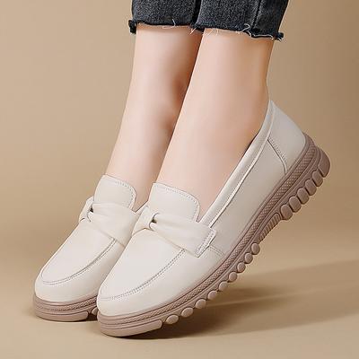 Женские мокасины на платформе, массивные, женские, летние, повседневные, черные, кожаные туфли для мамы