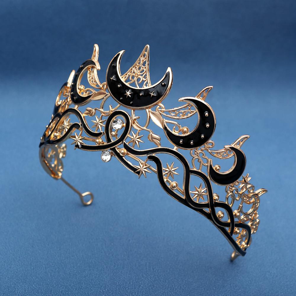 1pc Luxury Gothic Moon Tiara Celestial Queen Crown for Women Baroque Star Headpiece for Vintage Weddings Elegant Parties