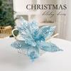 Christmas Artificial Flower Decor With Glittering Fabric For Holiday Celebrations