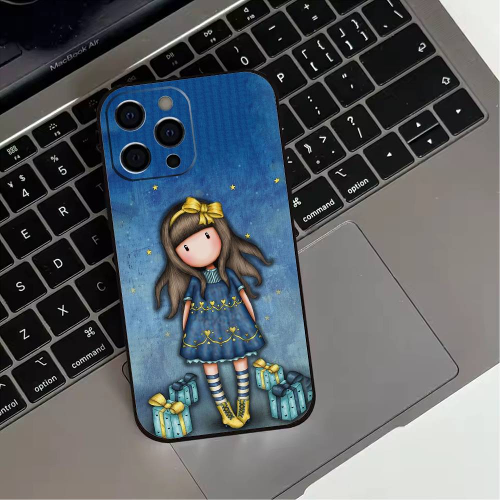Прекрасный чехол для телефона серии Santoro G-Gorjuss для iPhone 17,16,15,14,13,12,11 Plus,Pro Max,XS, Мягкий силиконовый черный чехол