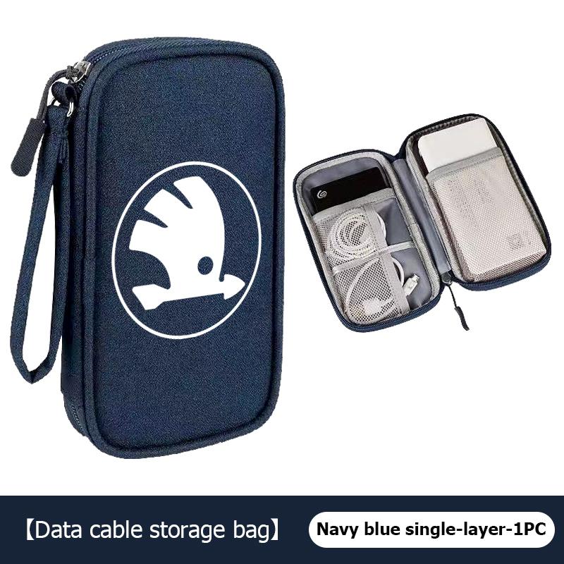 Travel Portable Digital Accessories Storage Bag Organizer For Skoda Kamiq Karoq Octavia 2 3 Rapid Scala Kami Fabia VII VRS RD4