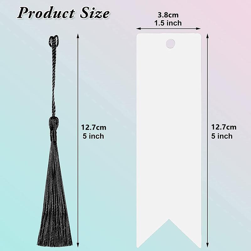 WTEMPO Clear Acrylic Blank Colorful Tassel Bookmarks Hand-Painted Bookmarks Gifts for Book Lovers/Readers DIY Hanging Tags Labels Making Accessories
