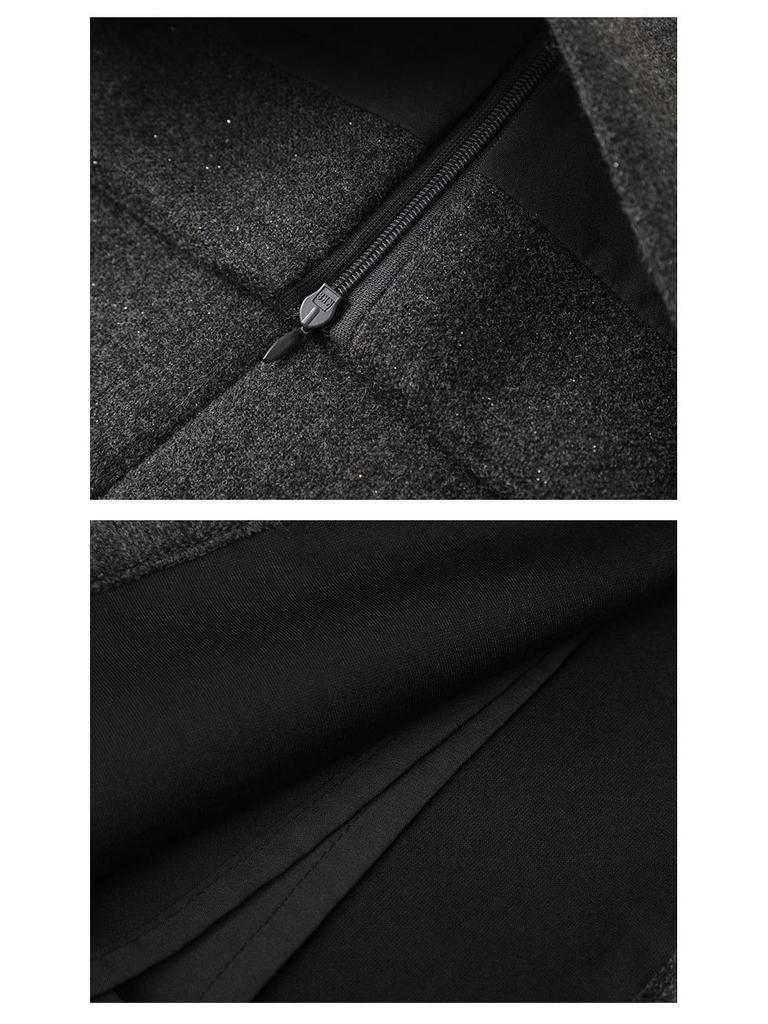 2026 Winter Women's Gray A-Line Skirt: High-Waisted, Slimming, Lace-Pleated Short Skirt for Petites