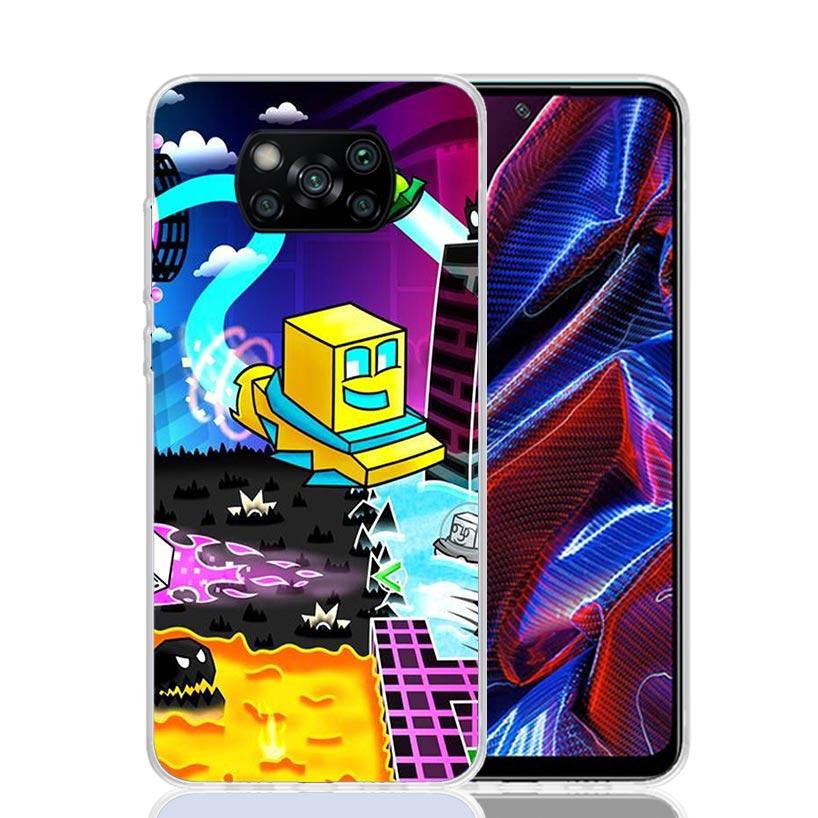 Geometry Dash Game Phone Case For Xiaomi Poco X7 X6 X5 Pro F7 Ultra Redmi 15C 15 13 13C 12 12C 10 10A 10C 9 9A 9C 9T Cover Poco