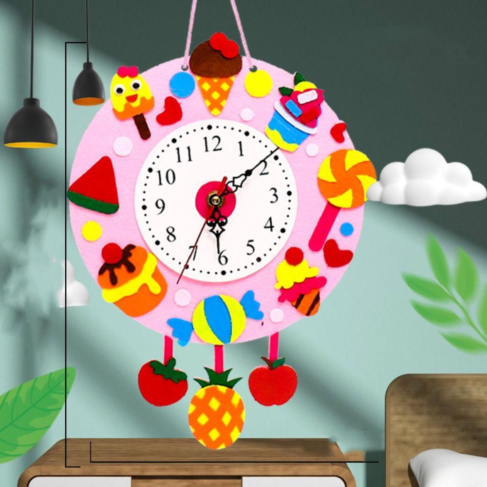 DIY Puzzle DIY Clock Toys Cartoon Clock Time Teaching Aid Cognition Clocks Toys Baby DIY Toys