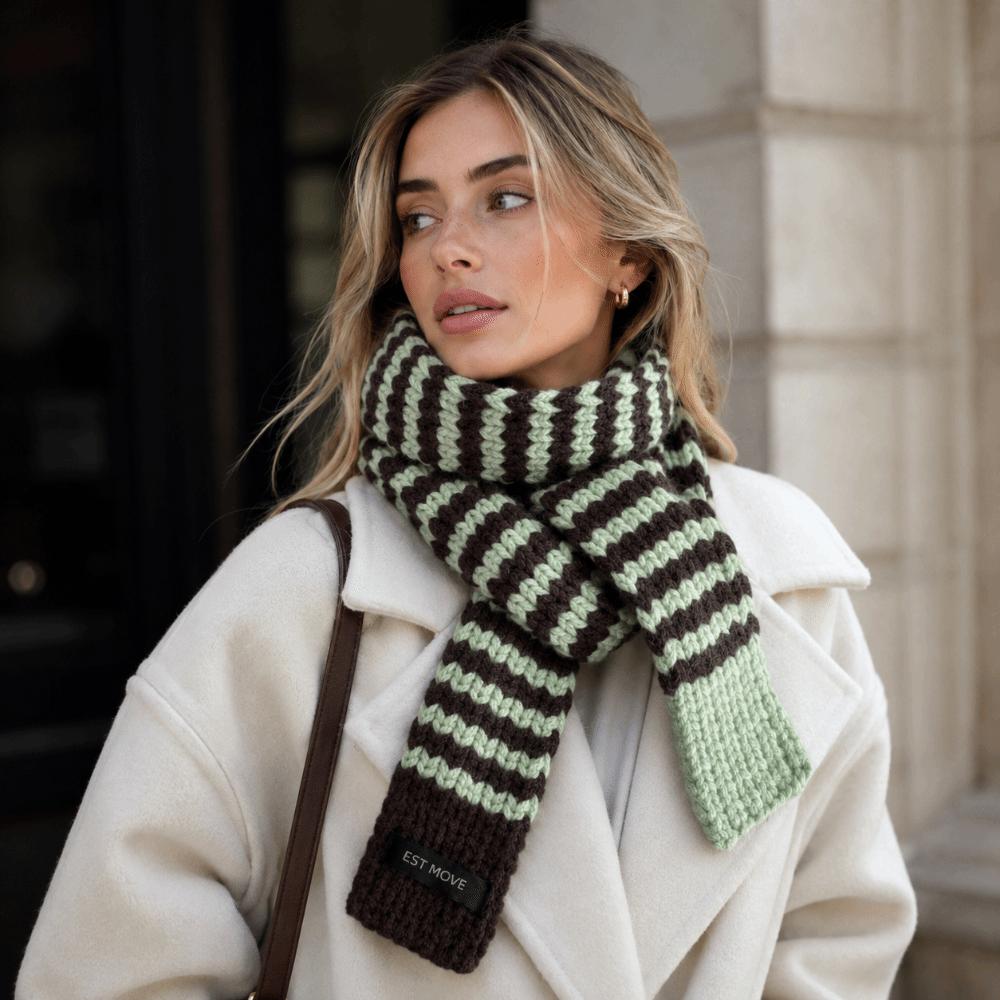 Lightweight Winter Warm Scarf Striped Pattern Neck Scarf Vintage Knitted Long Scarf Winter