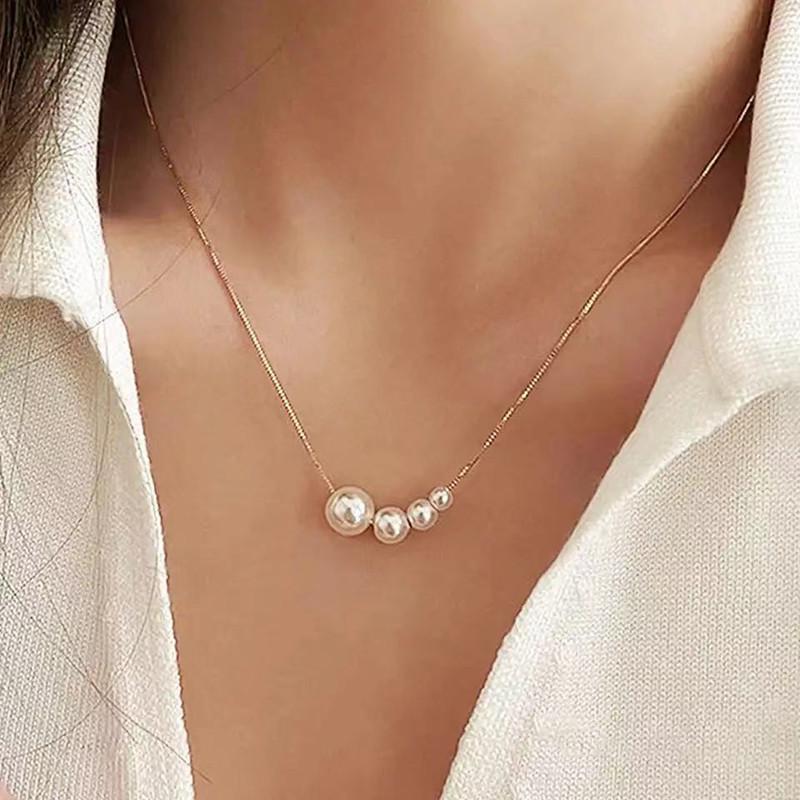 2025 New Fashion Four Pearl Choker Necklaces Girl Summer Luxury Baroque Pearl Pendant Clavicle Chain For Women Jewelry Gifts