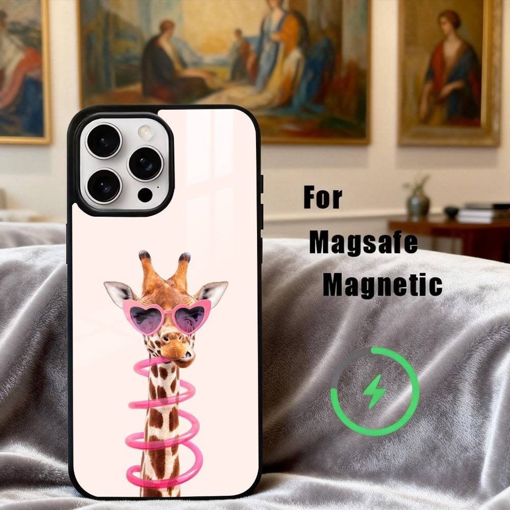 Высокая Жирафа Арт Чехол для Телефона для iPhone 17, 16, 15, 14, 13, 12, 11 Plus, Pro Max Магнитный Для Magsafe Беспроводной Зарядки