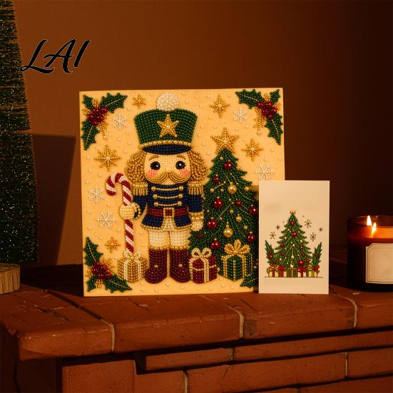 Creative Faux Pearl Crafting Set Nutcracker Art Kit Painting DIY Kit with Pre-Framed Projects for Seniors Canvas 3D Christmas Wall Craft Adults,