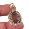 Natural Mahogany Obsidian 925 Sterling Silver Jewelry TwoTone Pendant 1.50" T8n07