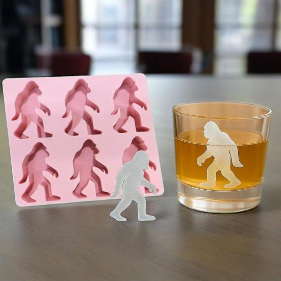 Ice Cube Mold 6-Cavity Gorilla Shape Ice Cube Tray for Whiskey Cocktails DIY Treats Reusable Easy Release Popsicle Molds