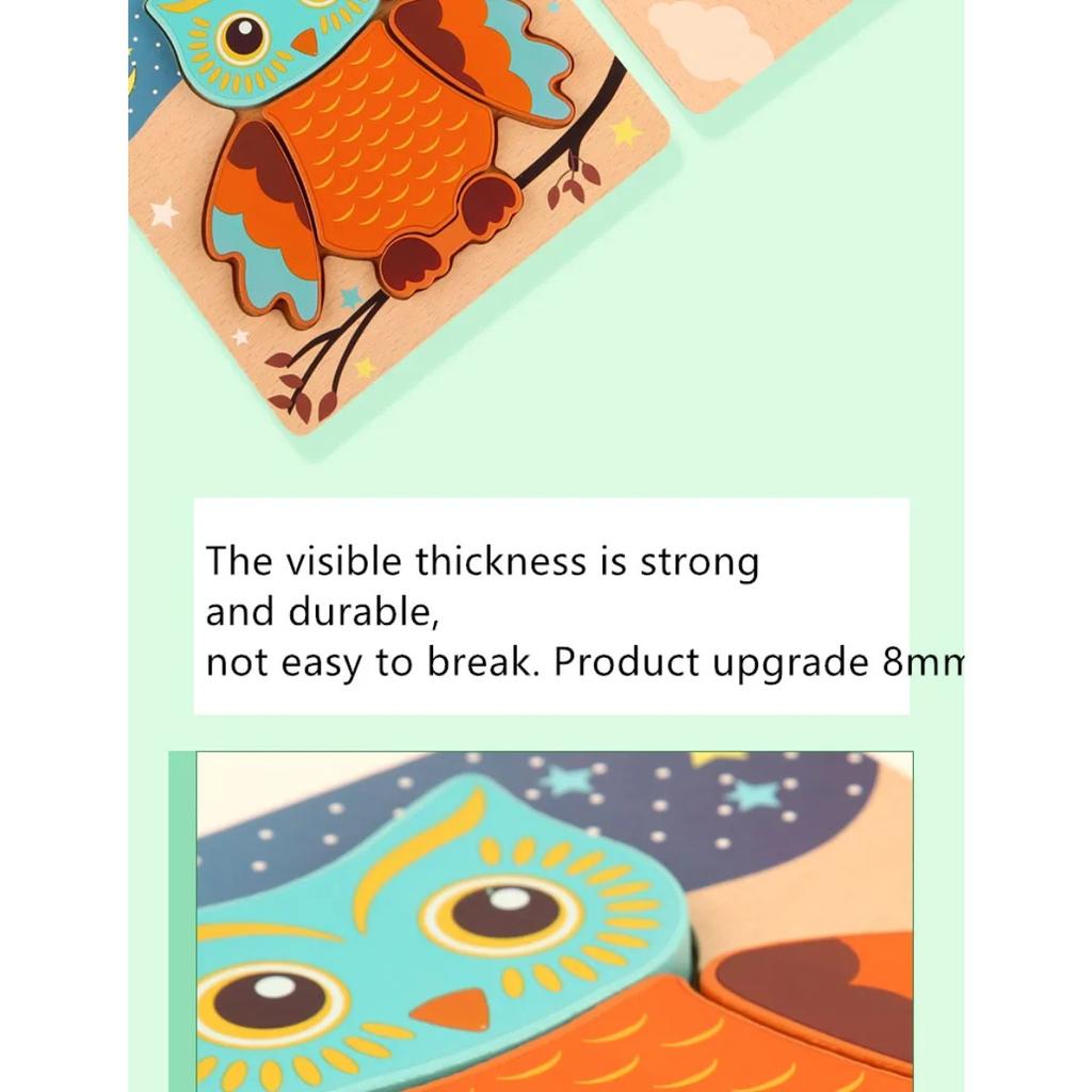 Высококачественные 3D деревянные пазлы, обучающие мультяшные животные, раннее обучение, познание, интеллект, игра-головоломка для детей, игрушки