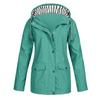 Women Solid Stripe Rain Jacket Outdoor Plus Waterproof Hooded Raincoat Windproof