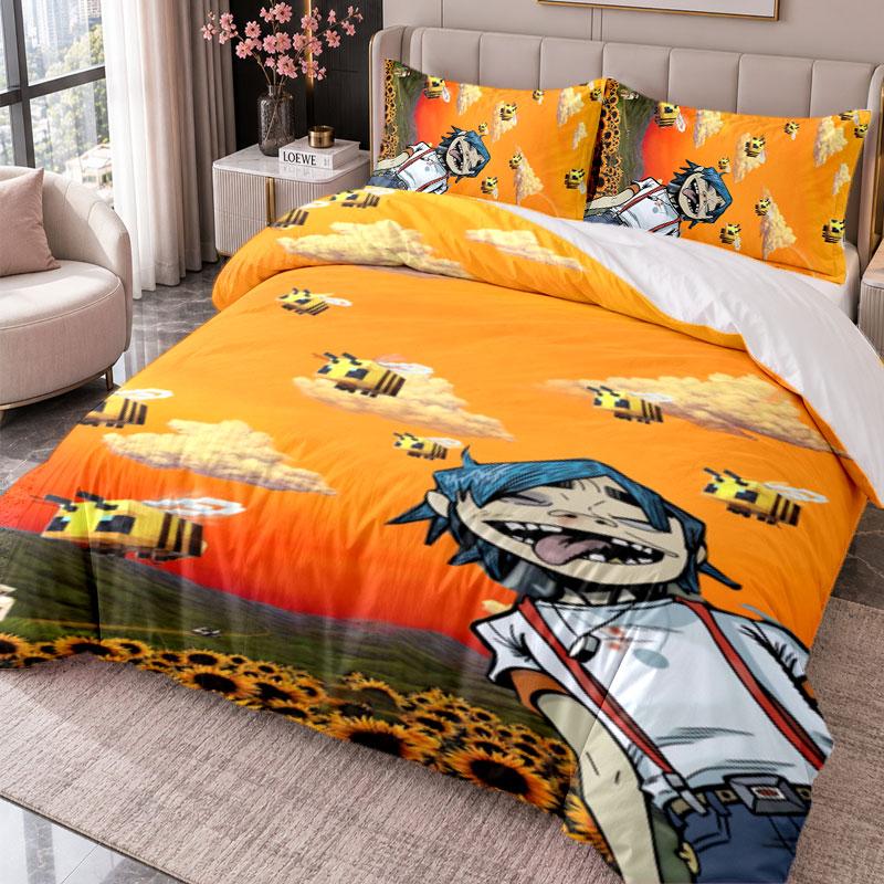 Gorillaz 3Pcs Bedding Set Duvet Cover With Two Pillowcases For Bedroom Home Decoration