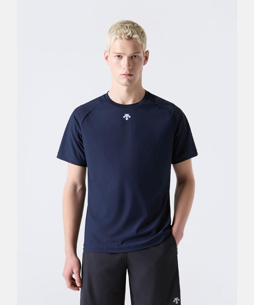 DESCENTE Men'S Cooling Tricot Graphic Short Sleeve T-Shirt Dark Navy Sr311Tts76 (A Type)