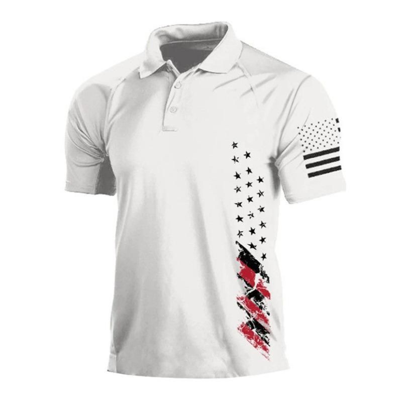 Мужская уличная рубашка-поло с 3D цифровым флагом США и футболкой