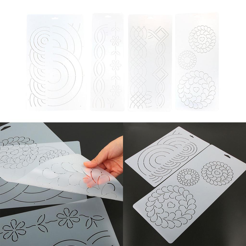Quilting Templates Floral Line Quilting Stencil Reusable Plastic Sewing Stencil Patchwork Tool for Painting On Bag Shirt