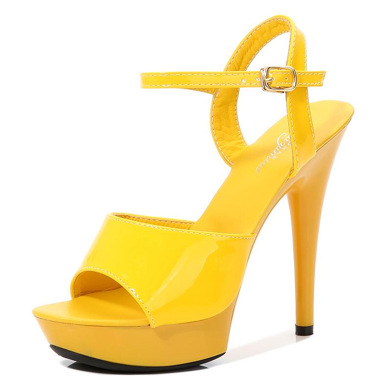 Fashion Womens High Heels Sandals 13cm Sexy Stripper Party Pumps Shoes Women Gladiator Platform Candy Color Sandals Size 34-43