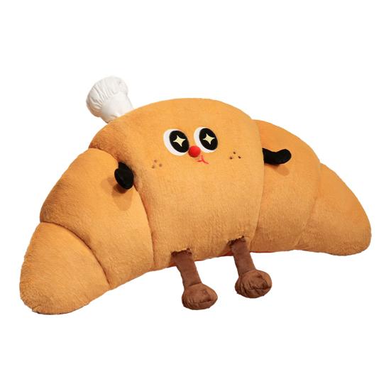 Yousheng Croissant Shaped Stuffed Pillow Cute Plush Croissant Pillow with Legs Back Cushion Lumbar Support Pillow for Sofa Bed Couch