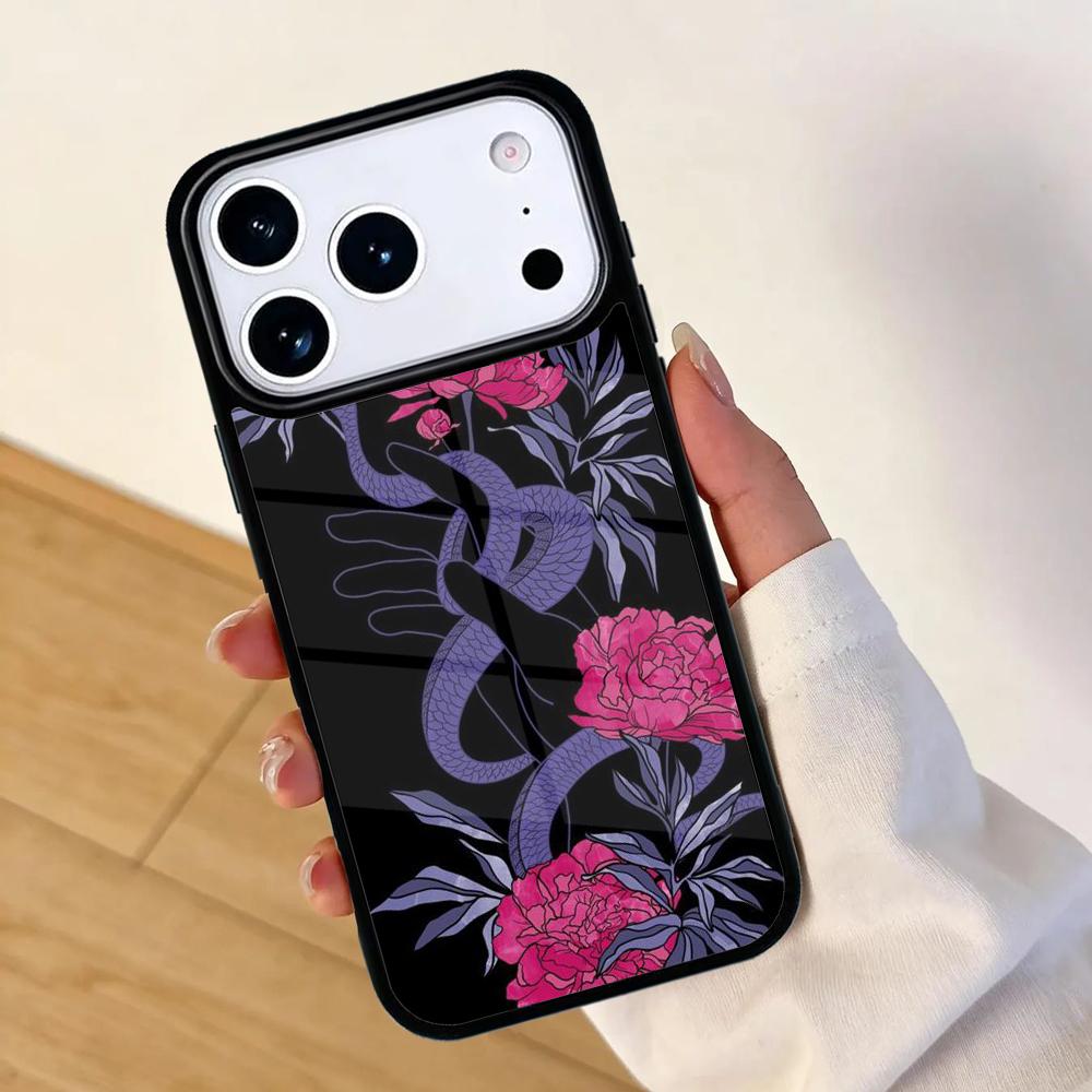 Snake Flower Phone Case For Apple iPhone 17 air 16 Pro Max 15 Pro Max 14 13 12 11 Mini Back Cover