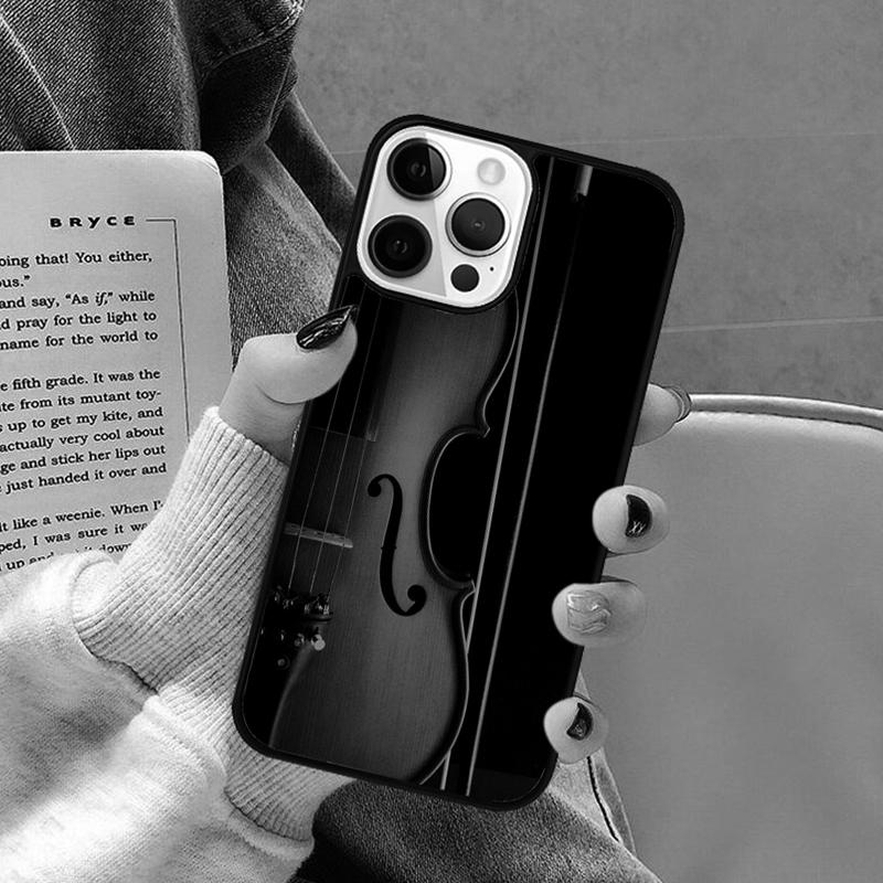Черно-белый чехол для телефона со скрипкой и виолончелью для iPhone 17 Air 16 16e 15 Plus для Apple 13 11 12 14 Pro Max Cover coque