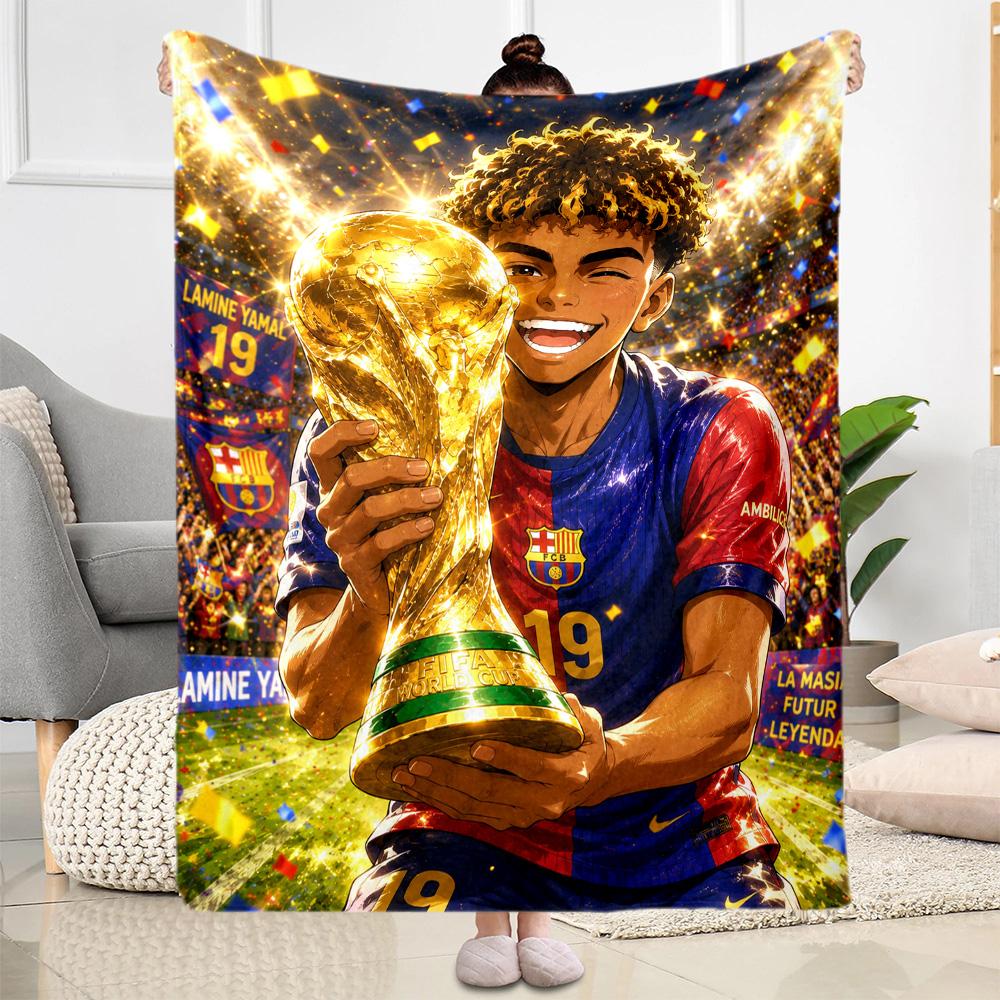 Lamine Yamal's Spain's Soccer Star Action Blanket Warmthful Decor Suitable for Couch Office Office Chair All-Season Use Warmthful Decor