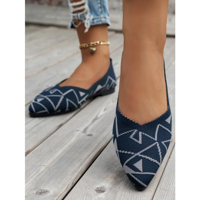 Large Pointed Fly Woven Single Shoes for Women, Thin Casual Shallow Mouth Flat Shoes