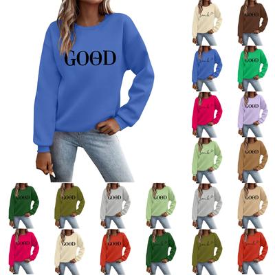 Женский осенне-зимний свитер с круглым вырезом и длинными рукавами, повседневный свитер с мелким принтом