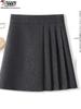 Autumn 2025 Women's High Waist Woolen Midi A-line Bodycon Pleated Skirt