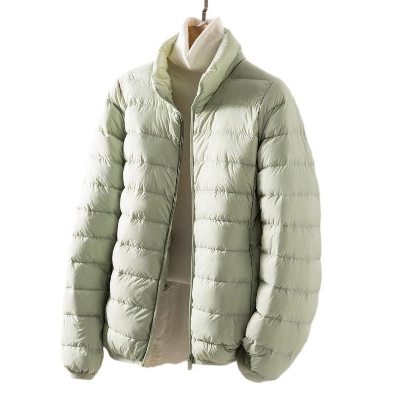Women's Short Slim Down Jacket - 2023 Autumn/Winter Style, Warm & Lightweight with Stand-Up Collar In White Plush.