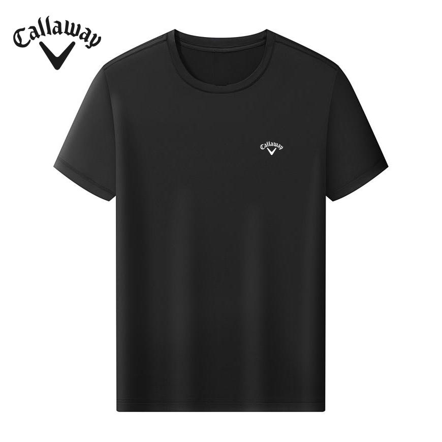 Callaway Футболка 2025 года, летняя, высококачественная, с вышивкой, в спортивном стиле, однотонная, с круглым вырезом и короткими рукавами