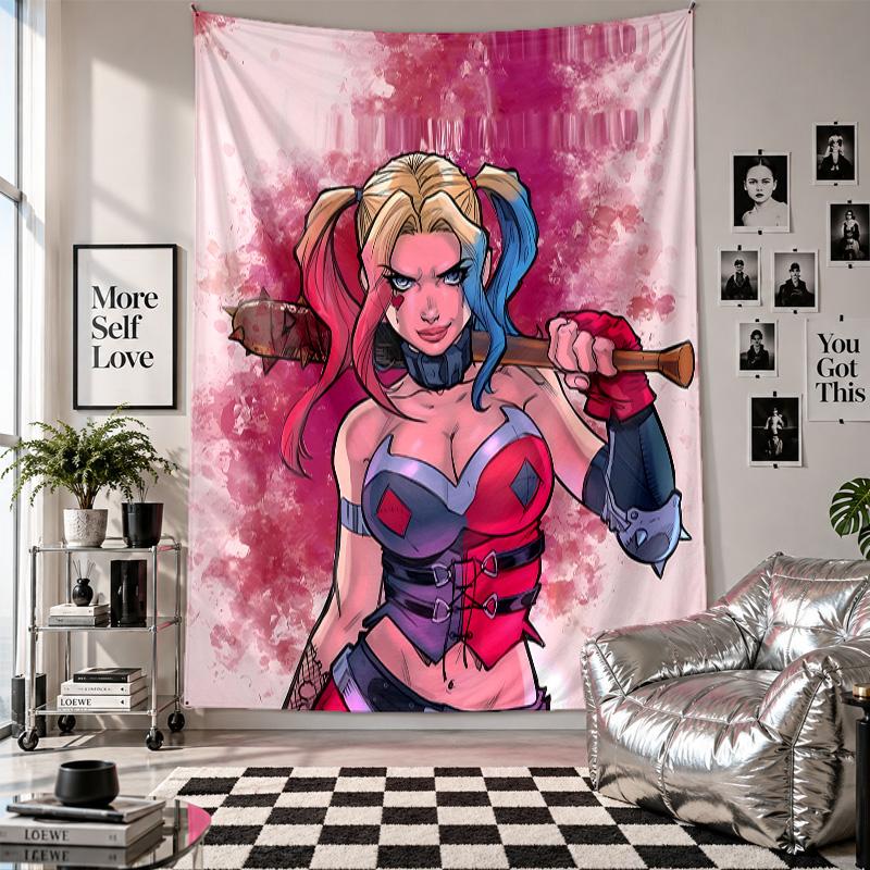 Wall TapestryHarley Quinn Art Hanging Cloth Decorative Background Cover for Room Decoration