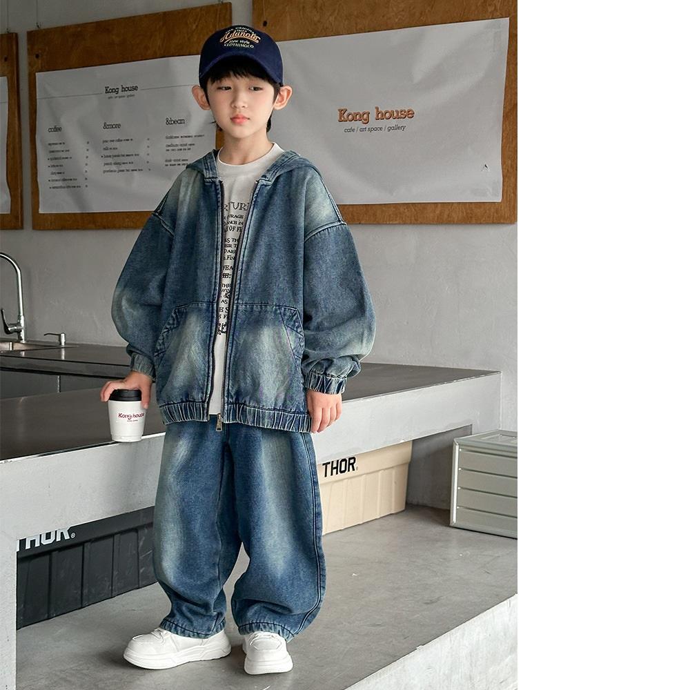 Boys Spring Denim Suit Big Children's Spring Jacket Two-piece Boy Spring and Autumn Clothing Suit
