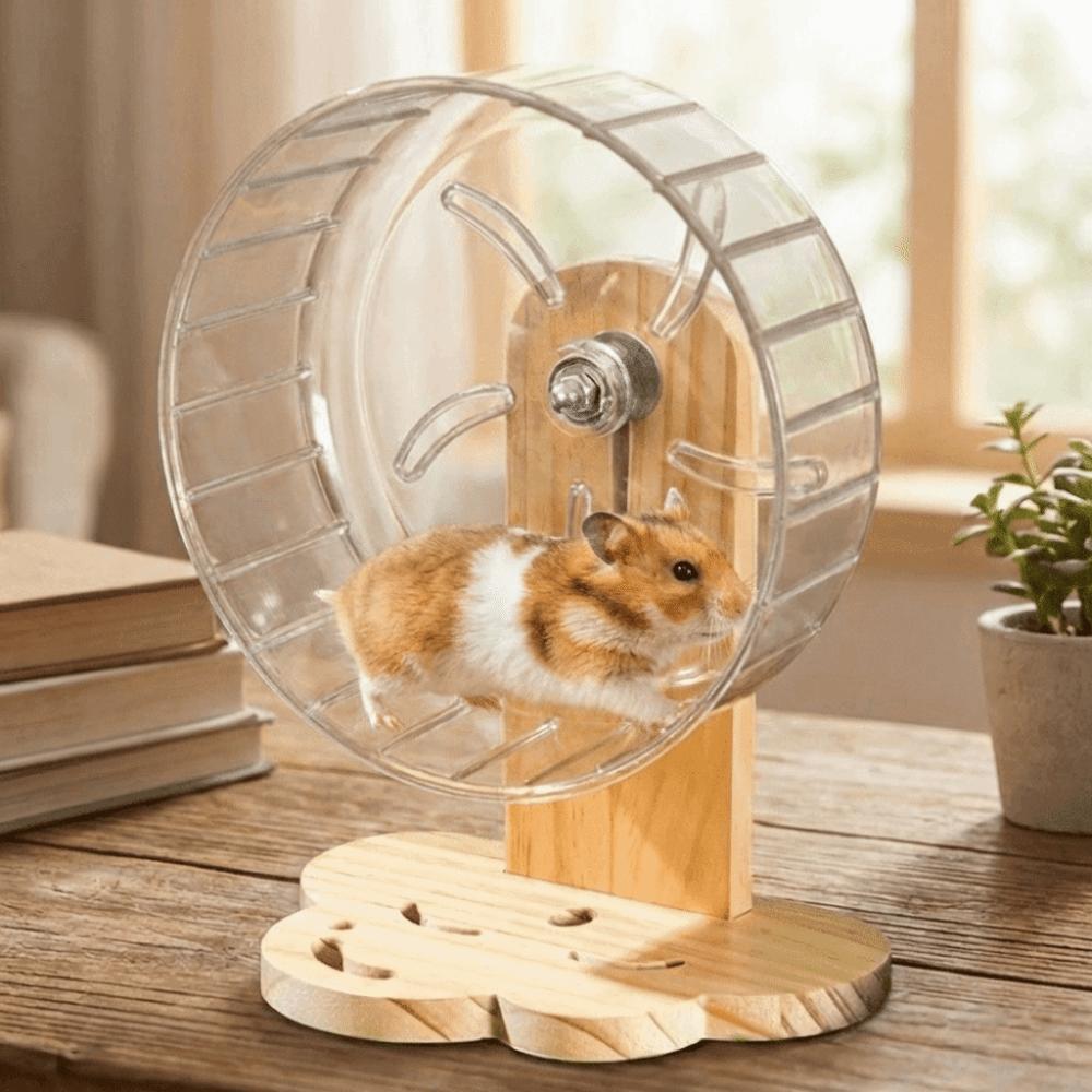 Adjustable Height Hamster Exercise Wheel Wooden Stand Hamster Running Stand Easy To Disassemble