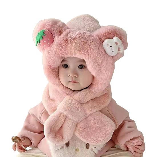 Детская шапка и шарф зимний плюшевый шапка-ушанка с шарфом