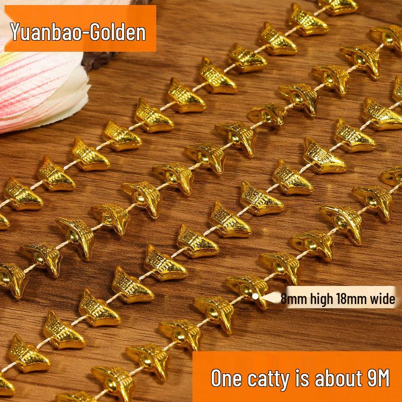 Gold & Silver Electroplated Bead String for DIY Christmas Tree Decorations