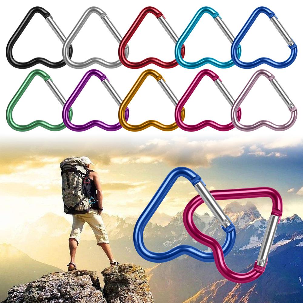 Tool Water Bottle Hanging Keychain Clip Keyring Hook Heart-shaped Buckles Aluminum Carabiner