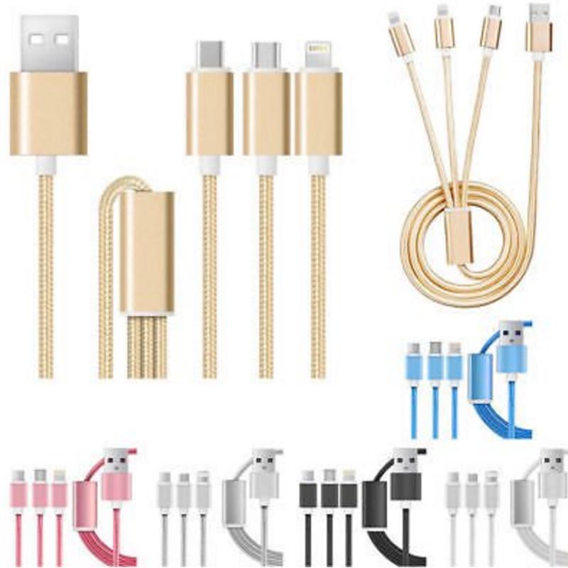 USB 3-в-1 Зарядный кабель Micro Type-C Кабель для синхронизации данных Для iPhone 5 6 7plus Android
